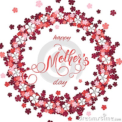 Mothers Day greeting card. Blossom tree background, spring holidays Vector Illustration