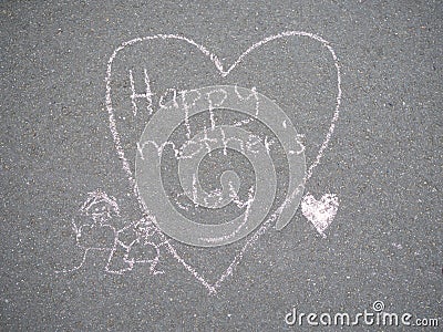 Mothers day - heart shape chalk drawing on the ground Stock Photo