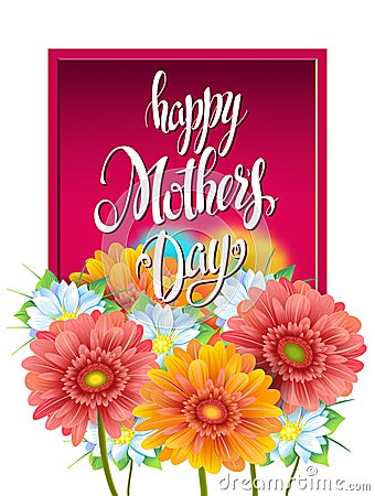 Mothers Day Lettering, poster, advertising of spring flowers Gerber Vector Illustration