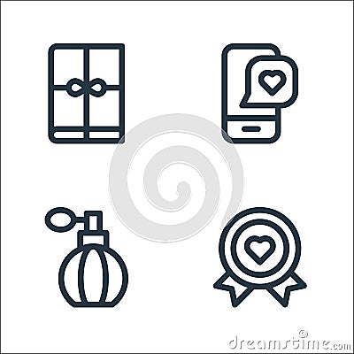 Mothers day line icons. linear set. quality vector line set such as medal, perfume, love Vector Illustration
