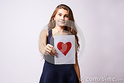 Mothers day. Love. Painted heart. Bright red color Stock Photo