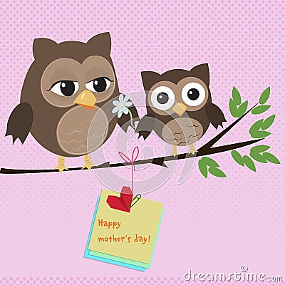 Mothers day owl Vector Illustration