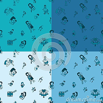 Mothers Day Seamless Pattern Vector Illustration