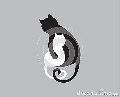 Mothers love icon of cat and kitty Vector Illustration