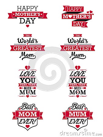 Mothers Day Text Elements Vector Illustration