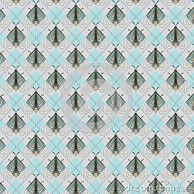 Moths seamless pattern, illustration Cartoon Illustration