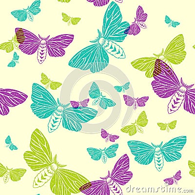 Moths. seamless pattern Vector Illustration