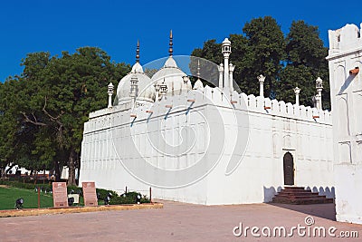 Moti Masjid Pearl mosque in Red Fort Delhi Stock Photo