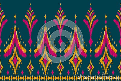 Motif border ethnic Ikat art. Seamless pattern traditional. Aztec ornament print Vector Illustration