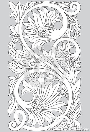 Motif Jepara line art Vector Illustration