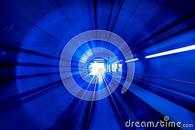 Motion Blur Abstract - in an underground tunnel heading towards Stock Photo