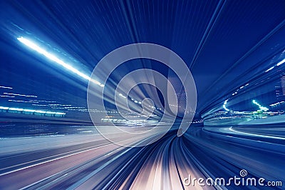 Motion blur train road Stock Photo