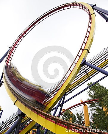 Motion blurred roller coaster Stock Photo