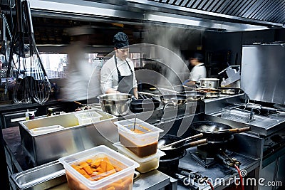 Motion chefs of a restaurant kitchen Stock Photo