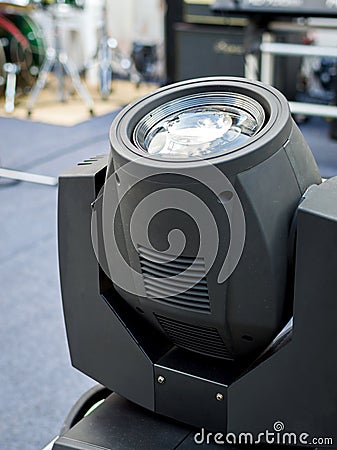 Motion concert spotlight illumination equipment and projectors ready to work Stock Photo