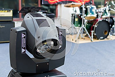 Motion concert spotlight illumination equipment and projectors ready to work Stock Photo