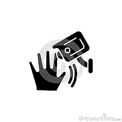 Motion detection camera black glyph icon Vector Illustration