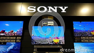 Motion Of Display Sony Tv On Sale Stock Video - Video of sale, commercial: 76111173
