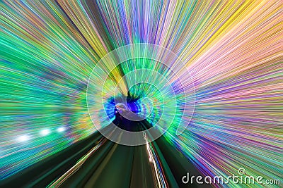 Motion fast in colorful tunnel Stock Photo