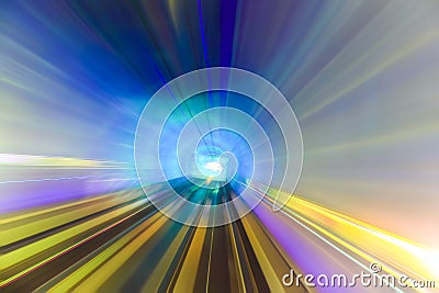 Motion fast in colorful tunnel Stock Photo