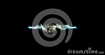motion graphics abstract 3d particle explosion, fluid animation of colorful dots, black background, cartoon collision Stock Photo