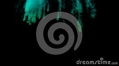 Motion green and blue gradient ink abstract with black background dust explosion design powder Stock Photo