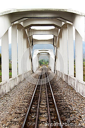 Old concrete railway bridge Stock Photo