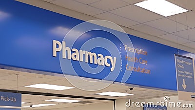 Motion of Pharmacy Sign and Blood Pressure Check Sign Stock Footage ...