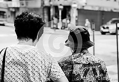 Motivate elderly people walk together. Hong Kong 10/05/2016 Editorial Stock Photo