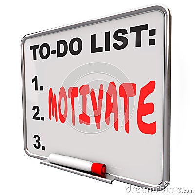 Motivate Word Dry Erase Board To Do List Encourage Inspire Stock Photo