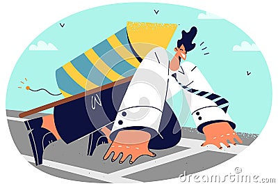 Motivated businessman ready for race Vector Illustration