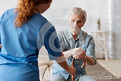 Motivated dedicated gentleman about to take a walk Stock Photo