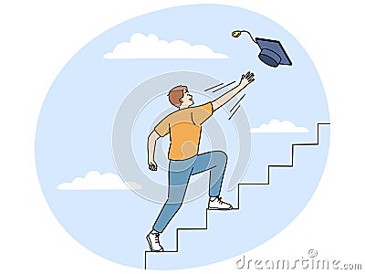 Motivated man go for university graduation Vector Illustration