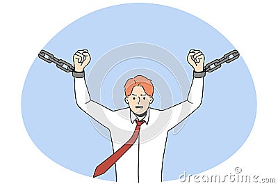 Motivated man break chains striving for independence Vector Illustration