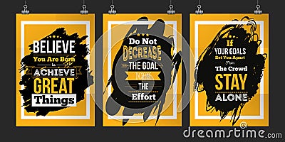 Motivation Business Quote set abot Goals. Poster Design Concept for wall on dark stain Vector Illustration