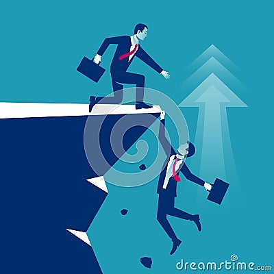 Motivation Businessman climbs up. Motivational banner. Reach the goal. Hard work. Vector Illustration