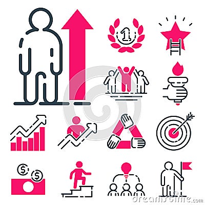 Motivation concept chart pink icon business strategy development design and management leadership teamwork growth Vector Illustration