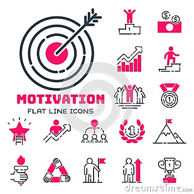 Motivation concept chart pink icon business strategy development design and management leadership teamwork growth Vector Illustration