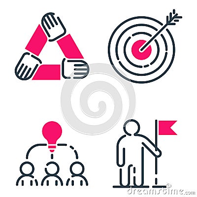 Motivation concept chart pink icon business strategy development design and management leadership teamwork growth Vector Illustration