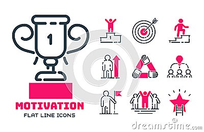 Motivation concept chart pink icon business strategy development design and management leadership teamwork growth Vector Illustration