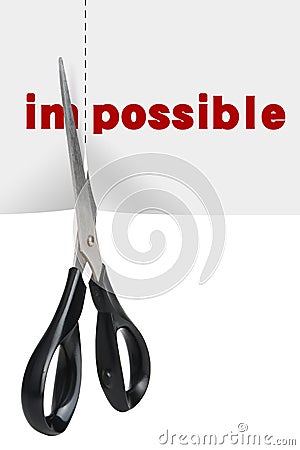 Motivation concept(Cut impossible to possible) Stock Photo