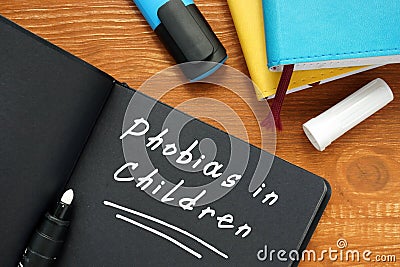 Motivation concept meaning Phobias in Children with sign on the page Stock Photo