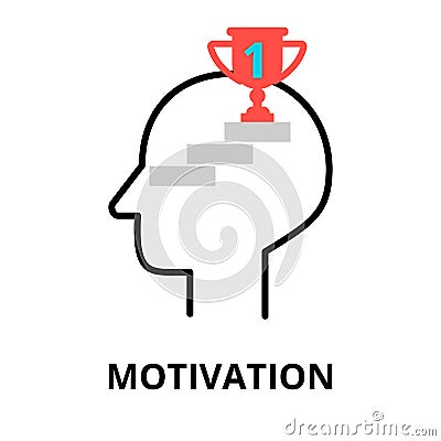 Motivation icon, flat thin line vector illustration Vector Illustration