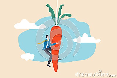 Motivation and incentive to motivate employee, reward or trick to influence people or manipulation concept, seduced businessman Vector Illustration