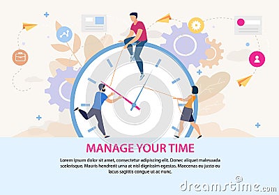 Motivation Poster with Manage Your Time Lettering Vector Illustration