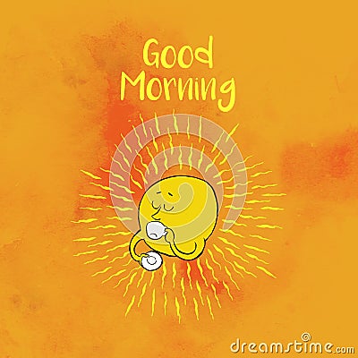 Motivational card with Sun saying good morning Stock Photo