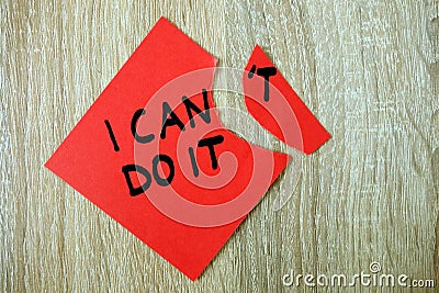 Motivational text I can do it written on red sticker Stock Photo