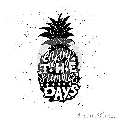 Motivational travel poster with pineapple Vector Illustration