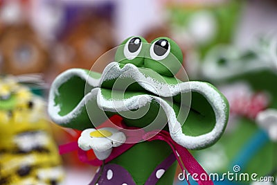 Toy young frog. Stock Photo