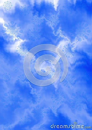 Motley blue white zigzag background with blue snowflakes Stock Photo